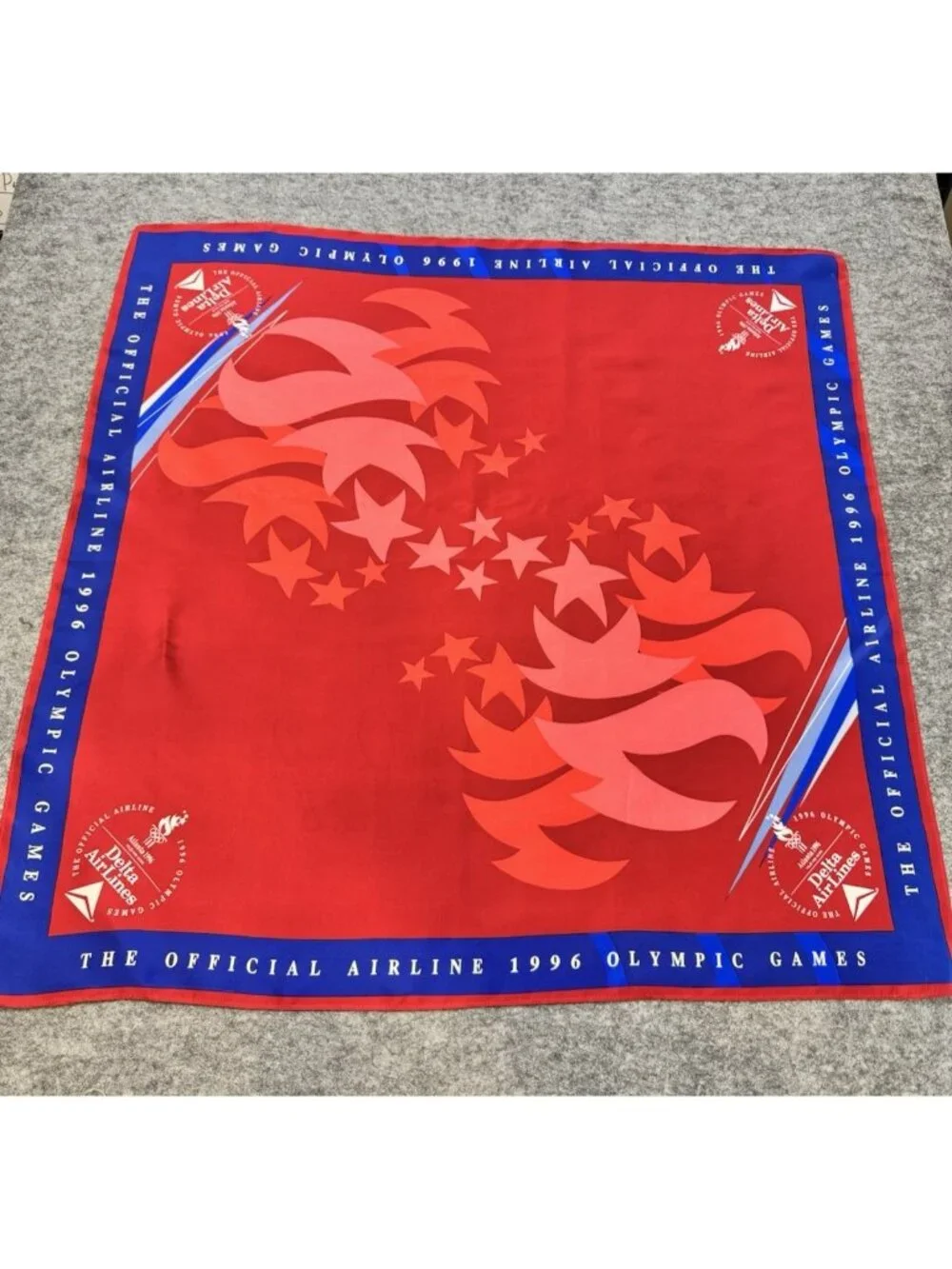 1996 Atlanta Olympics Delta Airlines Silk Crew Scarf Flight Attendant Promo  29